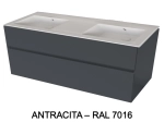 Meuble avec vasque Solid-Surface, finition bois ou couleurs, deux tiroirs à onglet, Largeur 120 et 140 cm, P. 45 cm, Hauteur 56 cm, Stock disponible, LIVRAISON OFFERTE